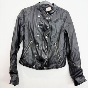 Free People Black New Dawn Vegan Leather Jacket Size Small